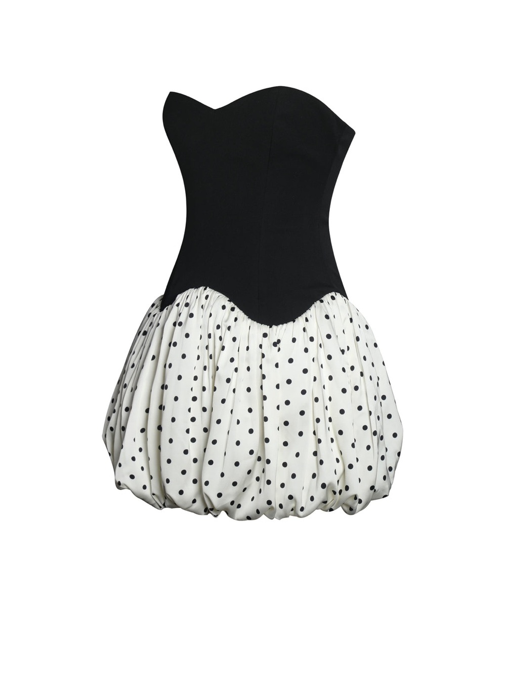 Dahliana Black & Ivory Polka Dot Strapless Corset Bubble Hem Mini Dress NWT Xs - Picture 10 of 16